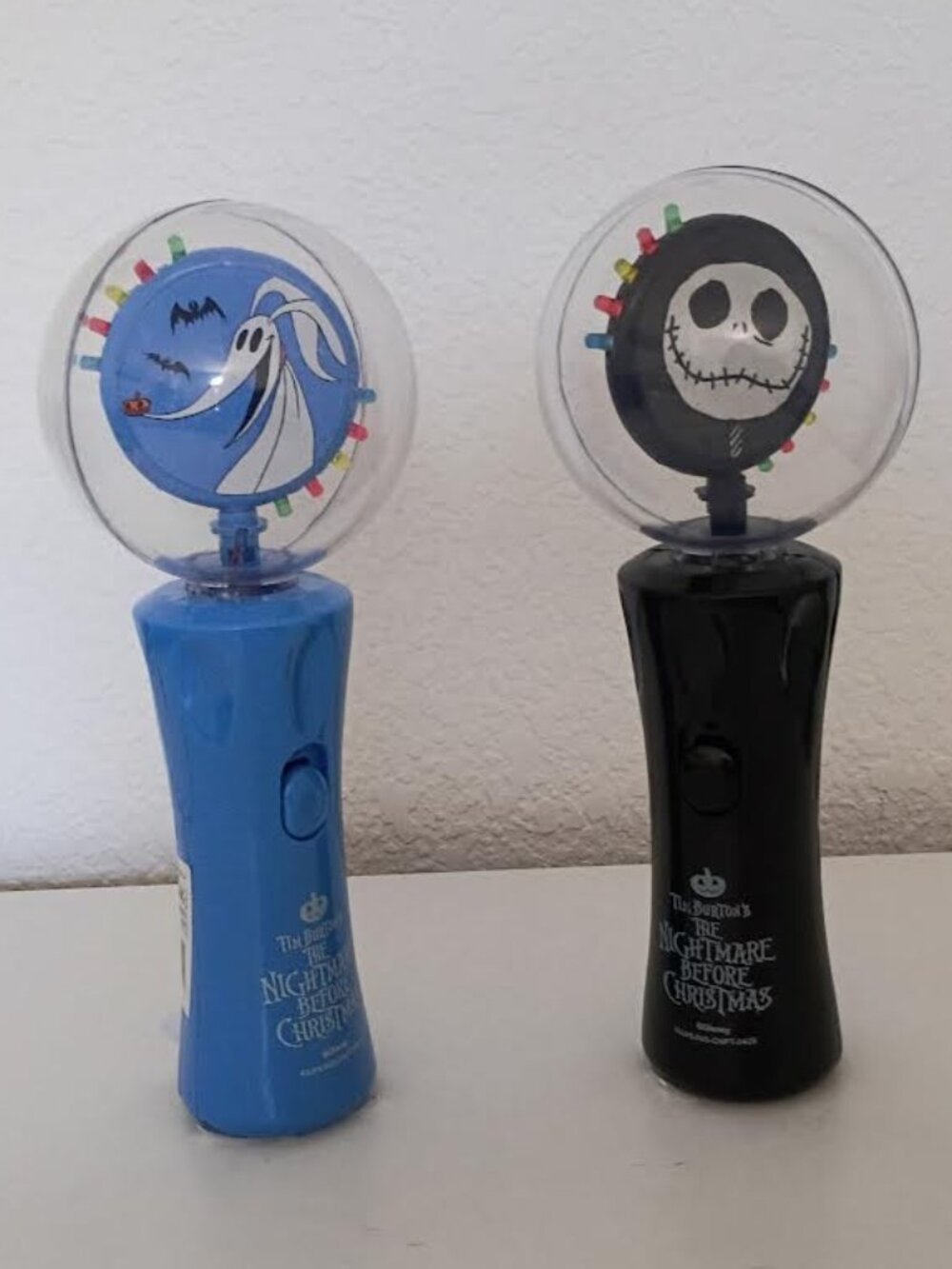NIGHTMARE BEFORE CHRISTMAS LIGHT SPINNER JACK SKELLINGTON AND ZERO SET OF 2 NWT